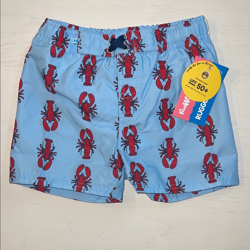 Ruggedbutts Rufflebutts Boy Lobster Swim Trunks 3T 5 6